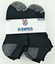 K Swiss Girls 6 Pair Low Cut Socks Black/Grey w Color Size 9-11 Shoe Sz 4-10