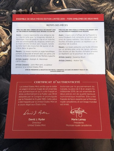 2019 Pride of Two Nations Limited Edition US & Canadian Silver Proof Set - HOT - Picture 12 of 12