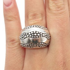 925 Sterling Silver Vintage Wavy Dome Granulated Ring Size 6.75