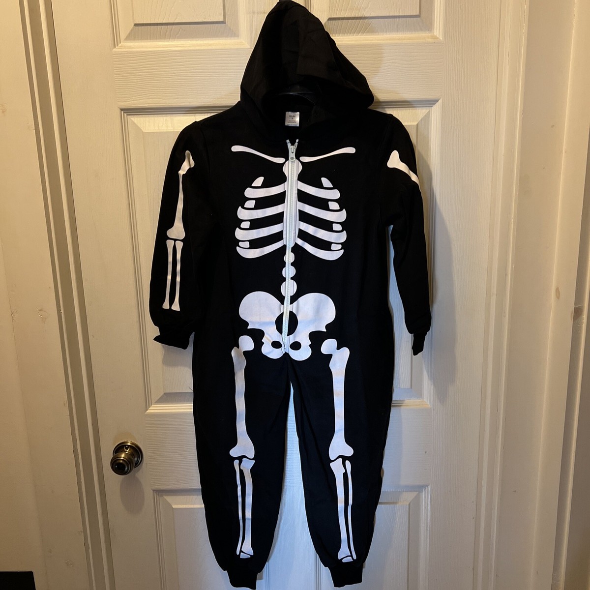 Kids Size Small Skeleton Footless Zip-up One-Piece Pajama 