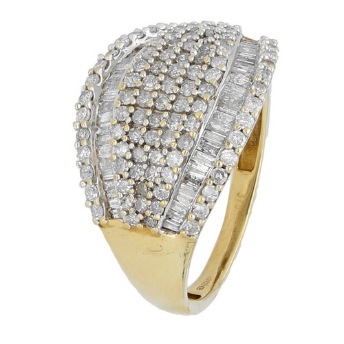 9Carat Yellow Gold 1.00ct Diamond Cluster Ring (Size N) 13mm Widest - Picture 2 of 3