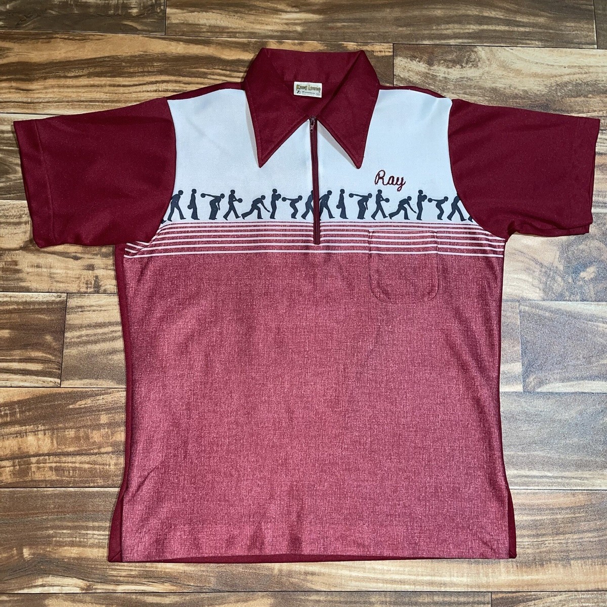 60s〜 King Louie Bowling Shirt USA stitch Vintage 60s 70s King Louie Bowling Pocket Shirt Chain Stitch