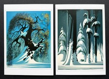 SET OF TWO (2) NEW Eyvind Earle Blank Note Cards Winter Bonsai & Yosemite Frame