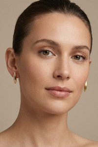 Authentic 18K Gold Plated Matte Stud Earrings Minimalist Marquise Bar Geometric Jewelry Gi