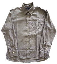 Tommy Hilfiger Mens XL Shirt 80's Two Ply Cotton Long Sleeve Micro Pattern Blue