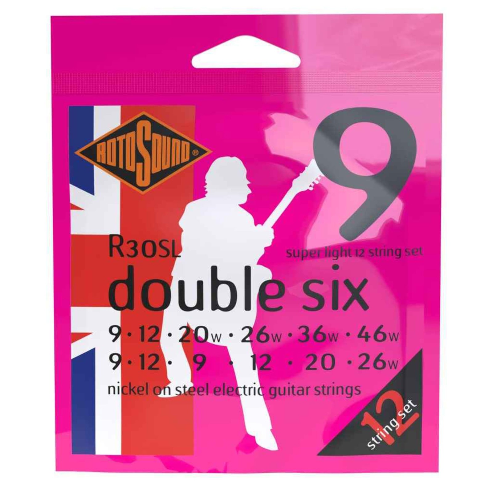 Rotosound R30SL Nickel 12 String Electric Guitar Strings (9 12 9 12 20 26 9 1...