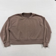 Lululemon Sweatshirt Womens 8 Brown Crewneck Cropped Pullover Relaxed Logo