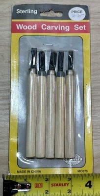 Vintage Sterling tools wood carving 5 Piece set  MO075 New sealed package