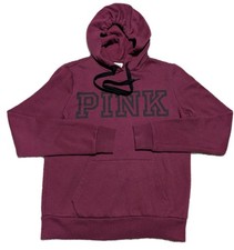 PINK Victoria  s Secret  Women  s XS Small Maroon Logo Pullover Hoodie