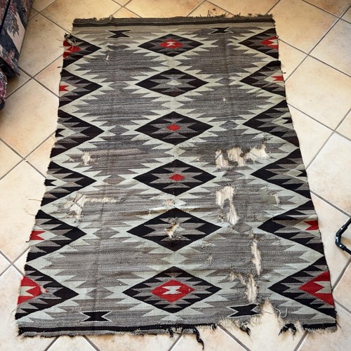 Vintage Navajo Native American Rug 4.5x6.5 Ft Blanket MCM Geometric Woven