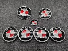 7pcs White Red Carbon Fibre Roundel Front Rear Emblem Badge Steering Wheel Cap 7pcs White Red Carbon Fibre Roundel Front Rear Emblem Badge Steering Wheel Cap