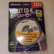 NOS Memorex 21 Min 3" Pocket CD-R Discs 16x Speed 10 Pk CD - MP3 Recordable