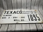 Vintage Porcelain Oil Field Sign - Texaco Inc Well No 1095