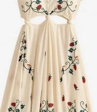 Anthropologie farm Rio cross stitch toucan embroidered maxi dress nwt x small XS