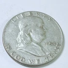 1954 US Franklin 90% Silver Half Dollar Circulated Coin #6509