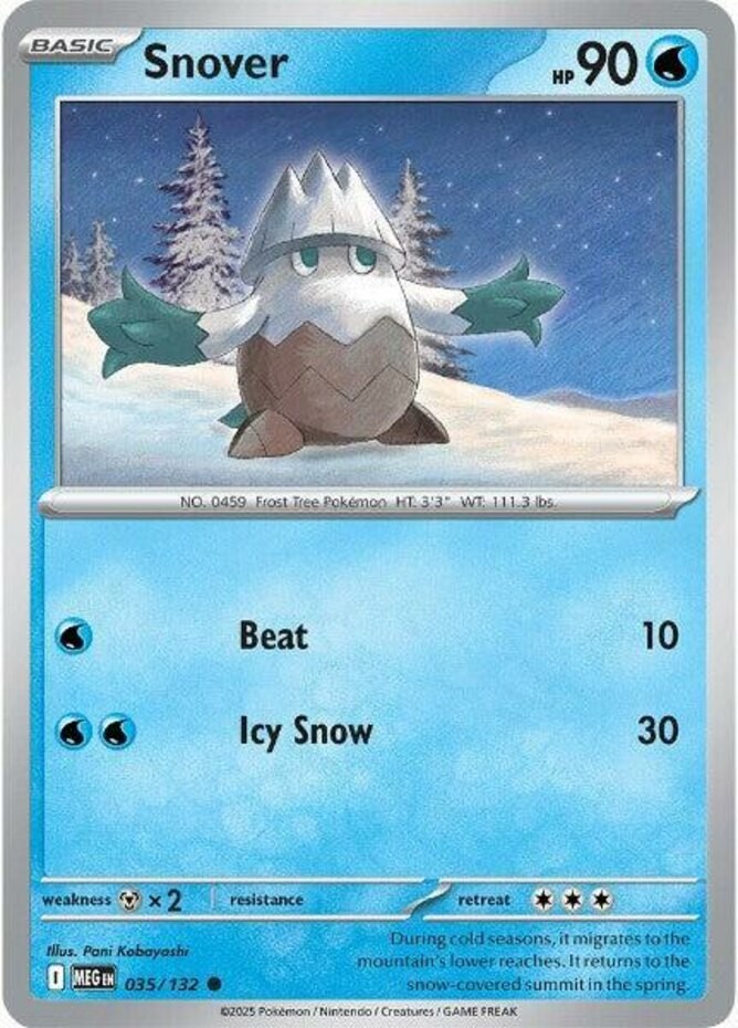 Snover - 035/132 - Common - Near Mint - Mega Evolution - Base Set