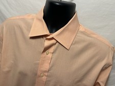 Chaps Dress Shirt Orange Plaid Wrinkle Free 16 16 1/2 34-35 Cotton Blend C9