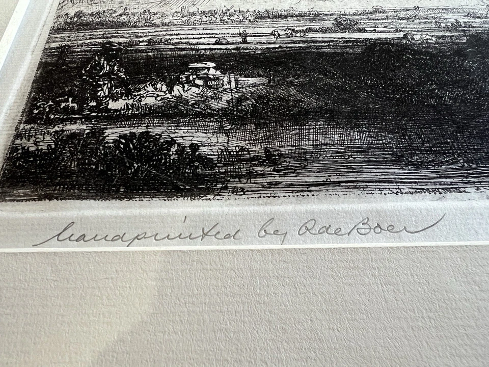 Hand Printed Rembrandt Restrike of Dry point Etching "The Three Trees" - Image 3 of 4