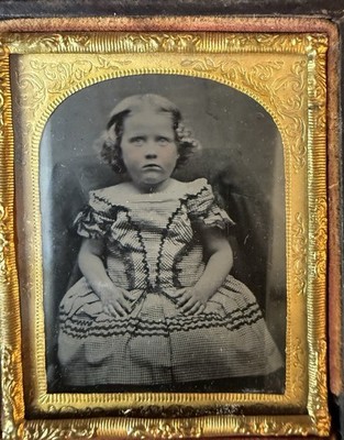 Original 9th Plate Ambrotype Cased  Portrait Photograph of Girl from circa 1860