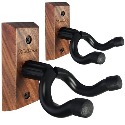 Gitarrenwandhalterung 2er-Pack, Schwarz Walnussholz Gitarrenaufhänger, U-förmige Gitarrenwand 