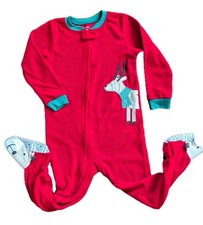 Carter  s Red Fleece Pajamas Size 5T Kids One Piece with Reindeer Christmas PJs