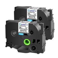 2PK 36mm Compatible with Brother PT550 TZ TZe-261 Black on White Label Tape