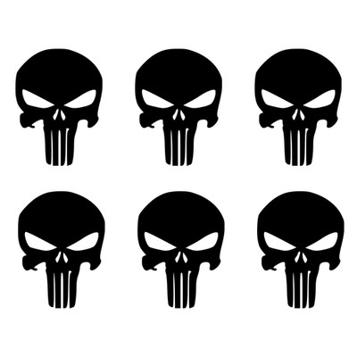 Punisher Skull Vinyl Decal Stickers   6 Pack, Waterproof, Permanent
