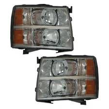 For 2007-2013 Chevrolet Silverado1500-3500 Left&Right Smoke Headlights Halogen