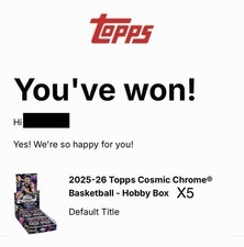 Lot Of 5 Topps Cosmic Chrome Basketball 2025-26 Hobby Box Confirmed OrderPRESALE