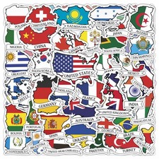 Small Country Flag Stickers for Luggage - World Flags Stickers for Water Bottle,