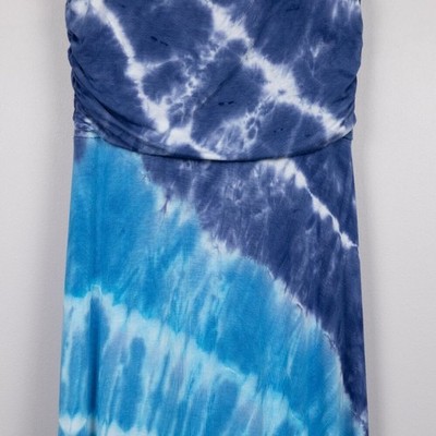 Green Dragon blue tie dye sleeveless maxi dress-S | eBay