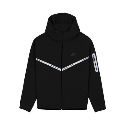 Nike Tech Fleece Reflective Full Zip Hoodie Black/White (IM6537 010)