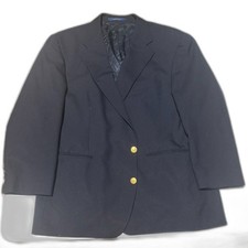 Chaps Ralph Lauren Mens Navy Blue Four Button Blazer Jacket Vintage