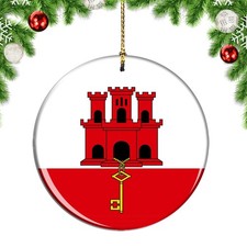 Gibraltar Flag Round Christmas ornament city travel souvenir