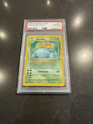 1999 Pokemon Base Set Rare PSA 10 Venusaur Holo #15 GEM MINT Pokemon Card