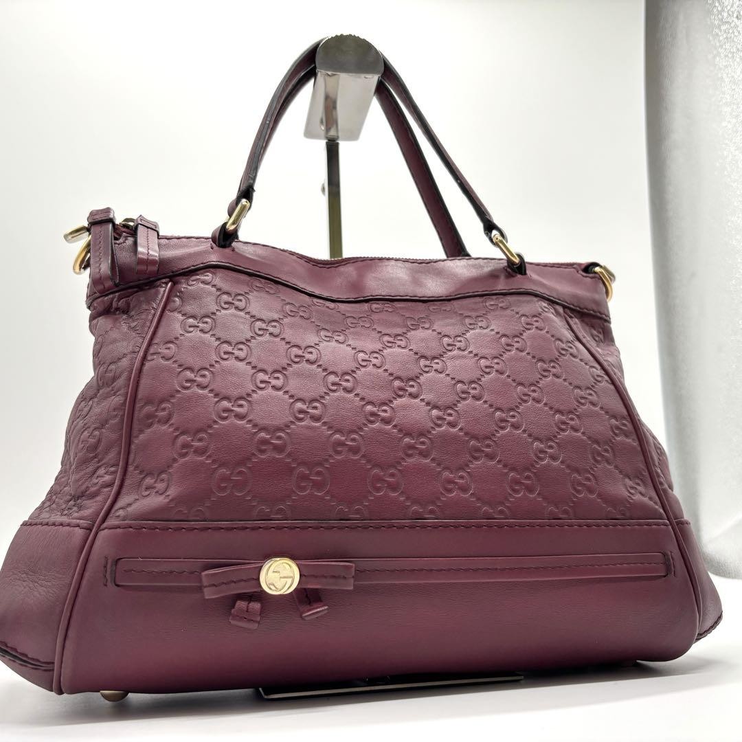 Gucci GG Shima Vintage Unisex Tote in Bordeaux Red Leather Made in Italy