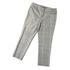 Nine West Womens 12 Gray Plaid The Skinny Pants Trousers Career Chic Minimalist