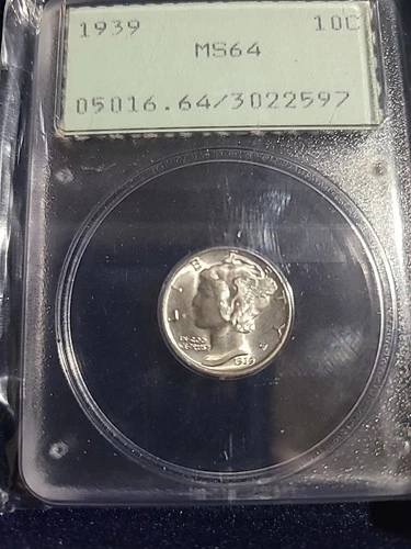 1939 Mercury Dime PCGS MS64 Early Rattler