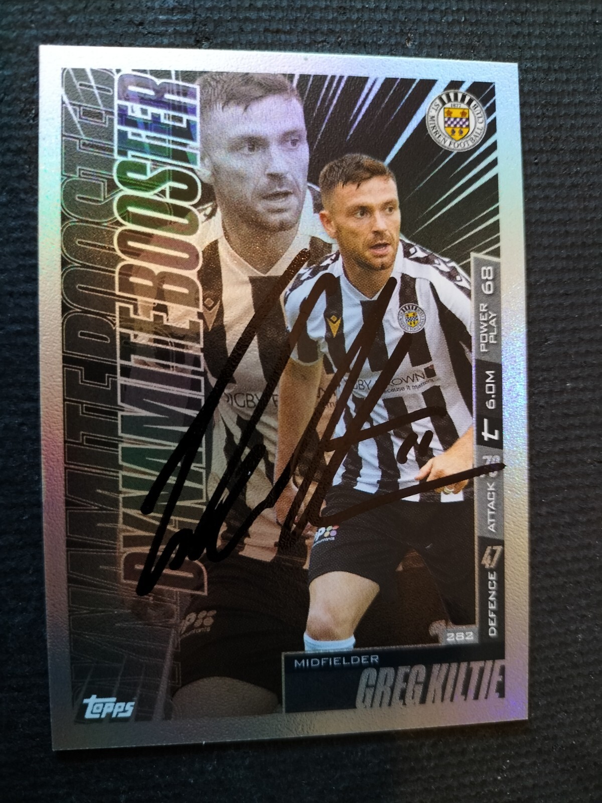 Amplificador de dinamita Topps Match Attax SPFL 2023-24 firmado por Greg Kiltie St Mirre F C