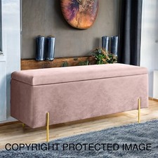 Ottoman Storage Box  Plush Velvet Toys Blanket Upholstered Bench Footstool.