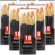 AROIC Acrylic Paint Brushes, 6 Packs / 60 pcs Nylon Hair Paint Brush Set for All