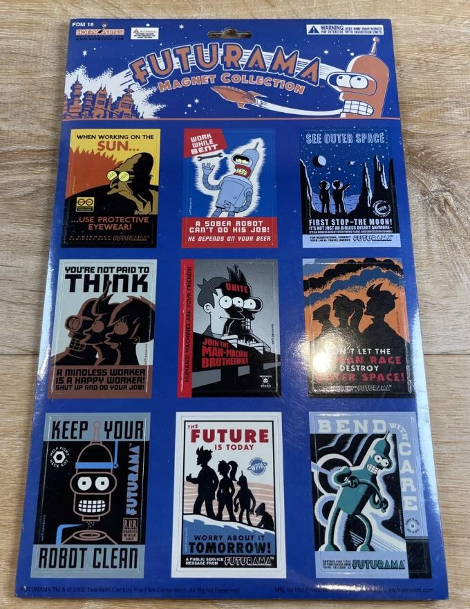 Futurama All Six (6) 16" H x 10" W Collectable Tin Metal Sign Rocket USA = RARE