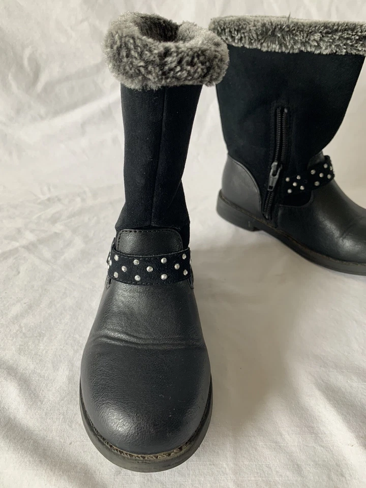 Botas negras forradas de piel sintética Cherokee Joycie de 2 maneras - niños niñas talla 11 Foto 4 de 4