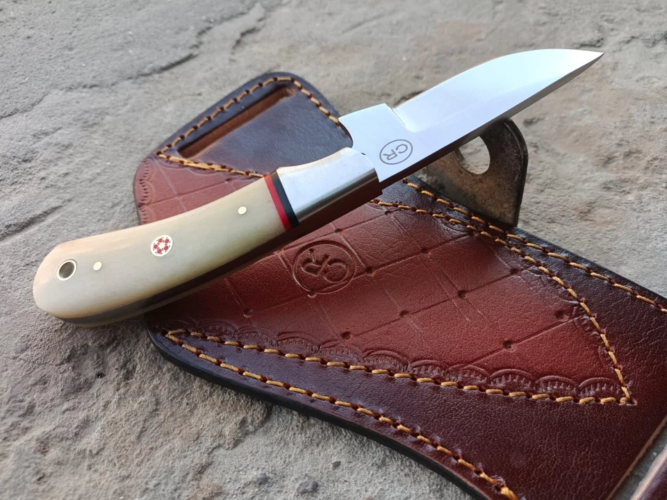 HANDFORGED CUSTOM HUNTING COWBOY SKINNER KNIFE WITH  BONE HANDLE&SHEATH - Image 3 of 4