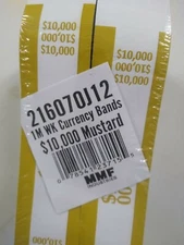1000 MMF Industries Gold (Mustard) Self-Sealing Currency Straps/Bands $10,000