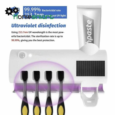 Automatic Toothpaste Dispenser Toothbrush Holder UV Sterilizer Wall Mount AHS