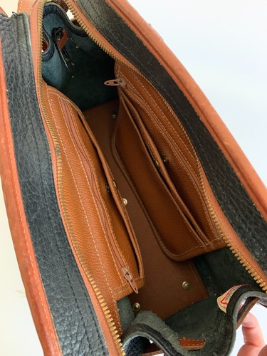 Vintage Dooney & Bourke Zipper Top Satchel Buckle Bag Black Brown All WeatherUSA - Picture 6 of 7