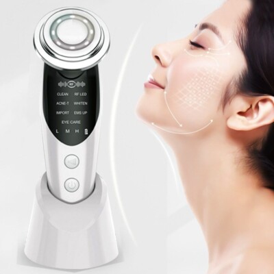 7 in 1 Face-Lift-Geräte HF-Mikrostrom-Haut Verjüngung Gesichtsmassage Weiss