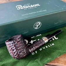 Peterson Junior Petite Rusticated Nickel Mounted Lovat Fishtail Pipe - New