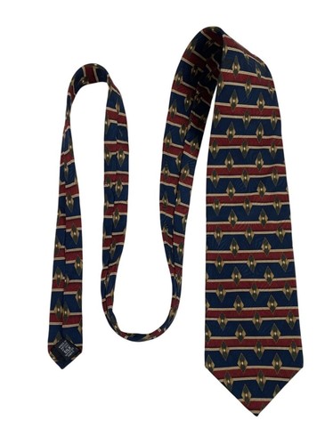 Etienne Aigner 100% Silk Mens Tie Necktie Blue Red Green Diamond Stripe Print - Picture 4 of 5